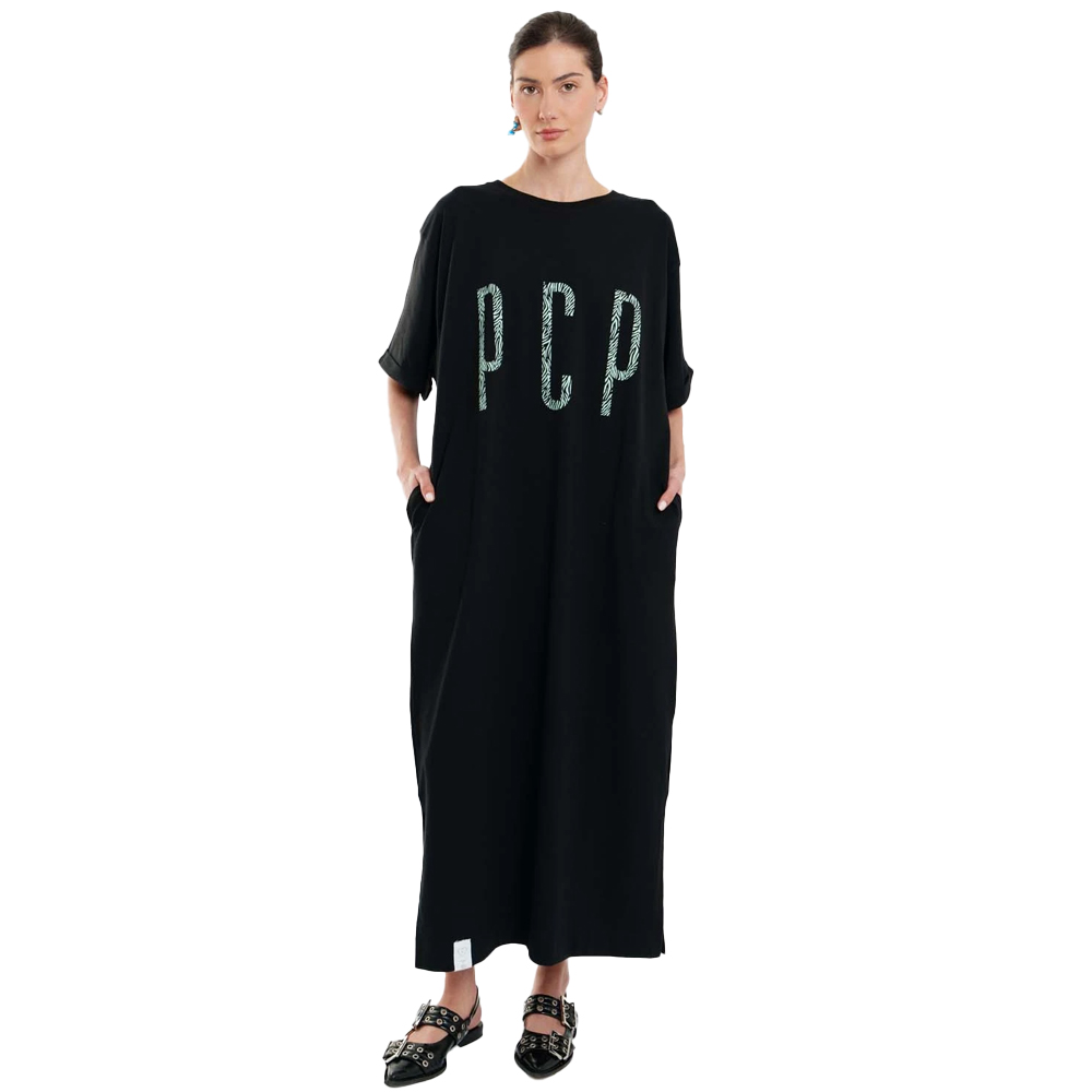 PCP Mila Dress Zebra Γυναικείο Φόρεμα Μάξι - Μαύρο